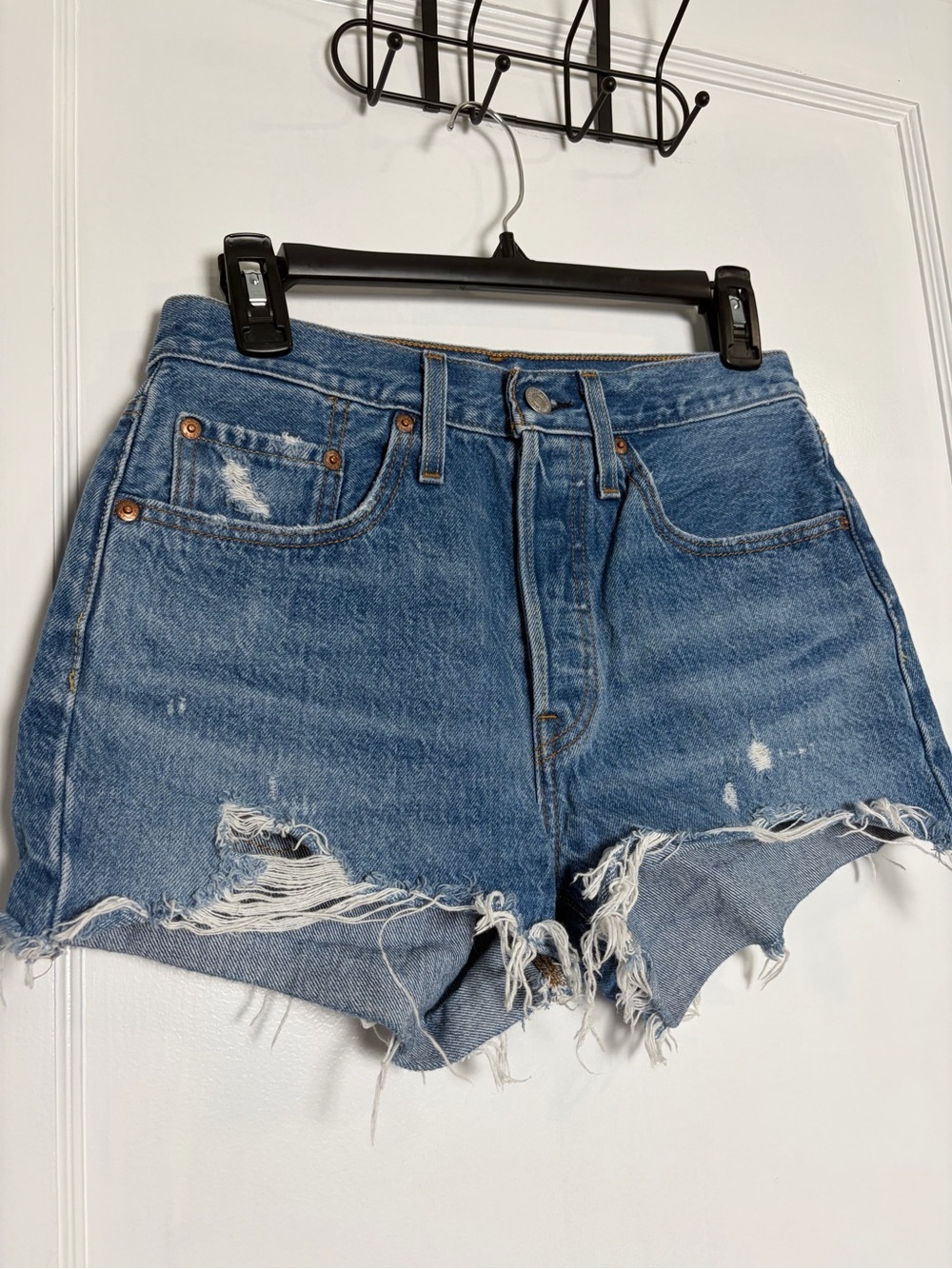Levis 501 Premium denim raw hem shorts 26